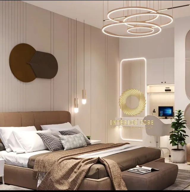 Bedroom with warm ambient lighting by Interior Core